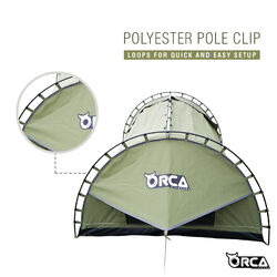 Orca Outdoors Deluxe Double Size Canvas Swag with 70mm Mattress and Awning Poles - Khaki