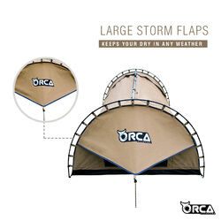 Orca Outdoors Deluxe Double Size Canvas Swag with 70mm Mattress and Awning Poles - Sand