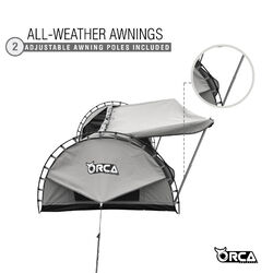 Orca Outdoors Deluxe Double Size Canvas Swag with 70mm Mattress and Awning Poles - Grey