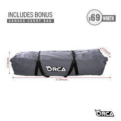 Orca Outdoors Deluxe Double Size Canvas Swag with 70mm Mattress and Awning Poles - Grey