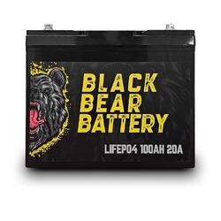 Black Bear Battery LiFePO4 100AH Battery with 20A Charger