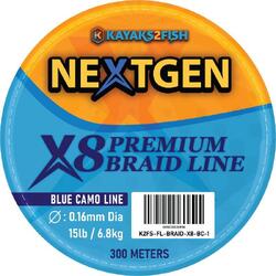 NextGen X8 Premium Braided Line Blue Camo 6.8KG - $25 - Kayaks2Fish