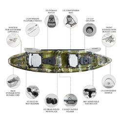 Merlin Pro Double Fishing Kayak Package - Jungle Camo [Perth]