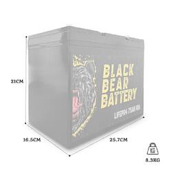 Black Bear Battery LiFePo4 75AH Battery with 10A Charger