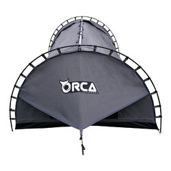 Orca Outdoors Deluxe Double Size Canvas Swag with 70mm Mattress and Awning Poles - Grey