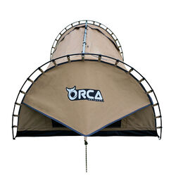 Orca Outdoors Deluxe Double Size Canvas Swag with 70mm Mattress and Awning Poles - Sand