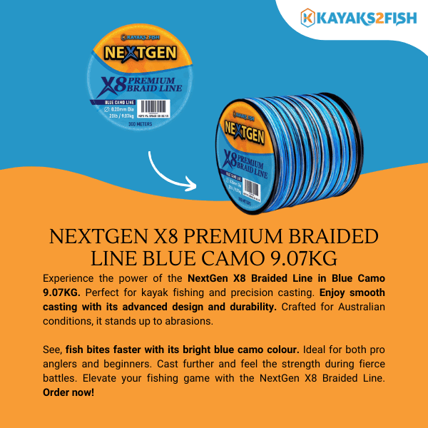 NextGen X8 Premium Braided Line Blue Camo 9.07KG - $25 - Kayaks2Fish