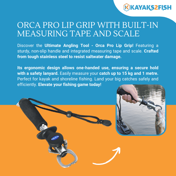 Fish Lip Gripper, Stainless Steel Portable 15KG Load Fish Grabber with 1M  Tape Measure and Weight Scale
