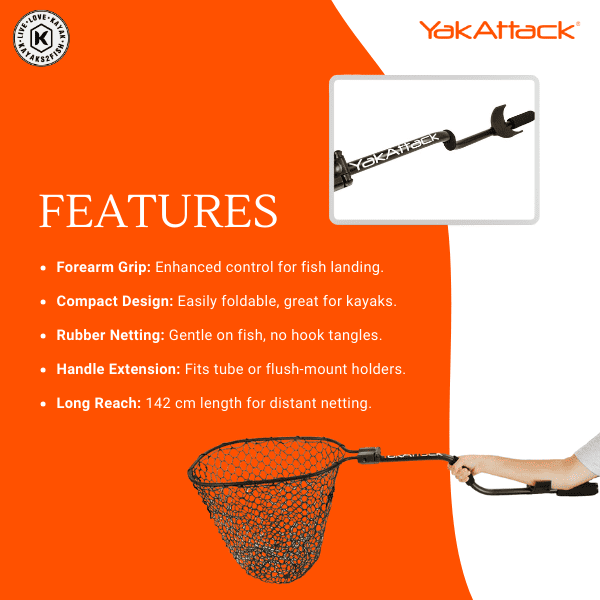 YAK ATTACK LEVERAGE LANDING NET®, 12'' X 20'' HOOP WITH FOAM EXTENSION -  Ecotone L'Ami Sport