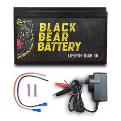 Black Bear Battery LiFePO4 10AH Battery with 1A Charger