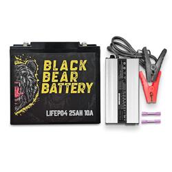 Black Bear Battery LiFePo4 25Ah Battery with 10A Charger